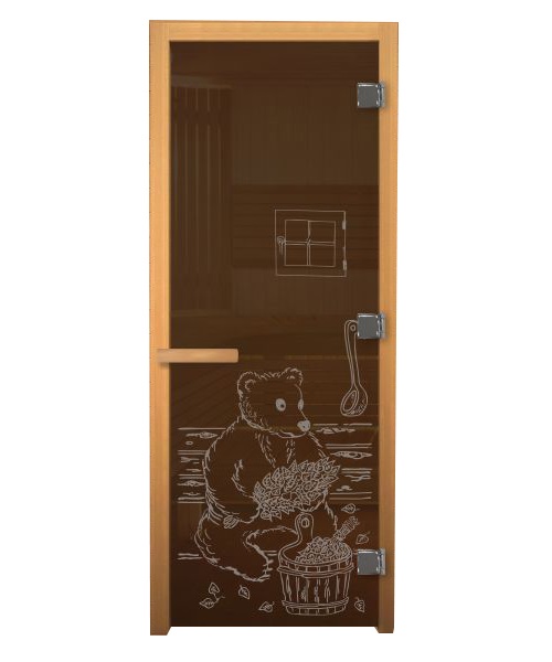 Дверь стекло Бронза "Мишка" (кор.осина),1900х700 магнит